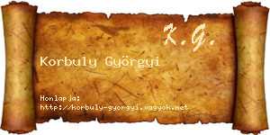 Korbuly Györgyi névjegykártya